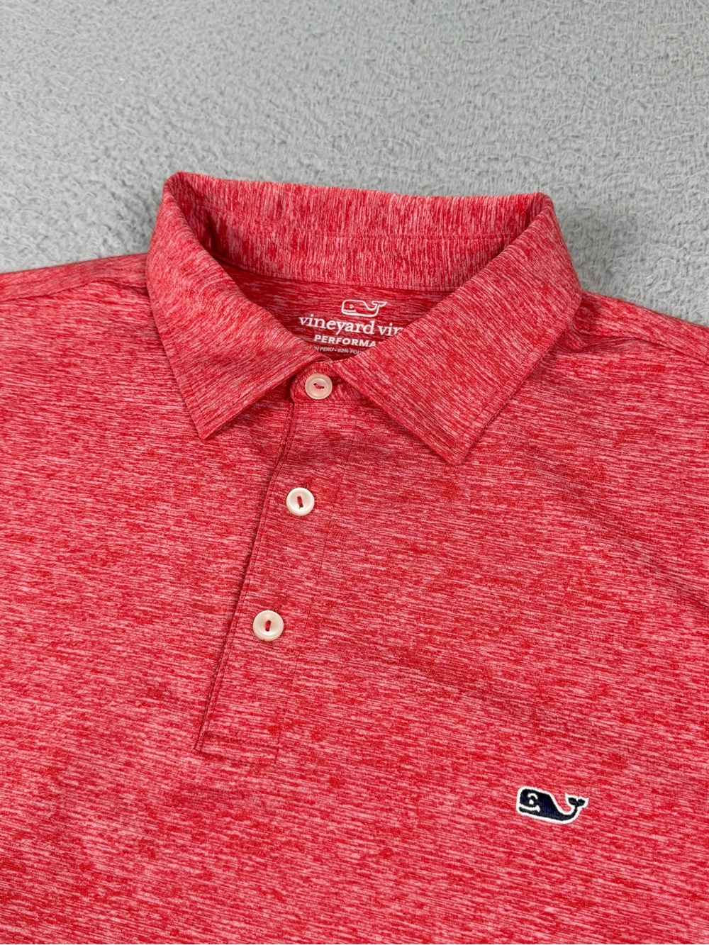 Vineyard Vines Polo Shirt Mens Large Heather Red Performance Golf Whale Preppy